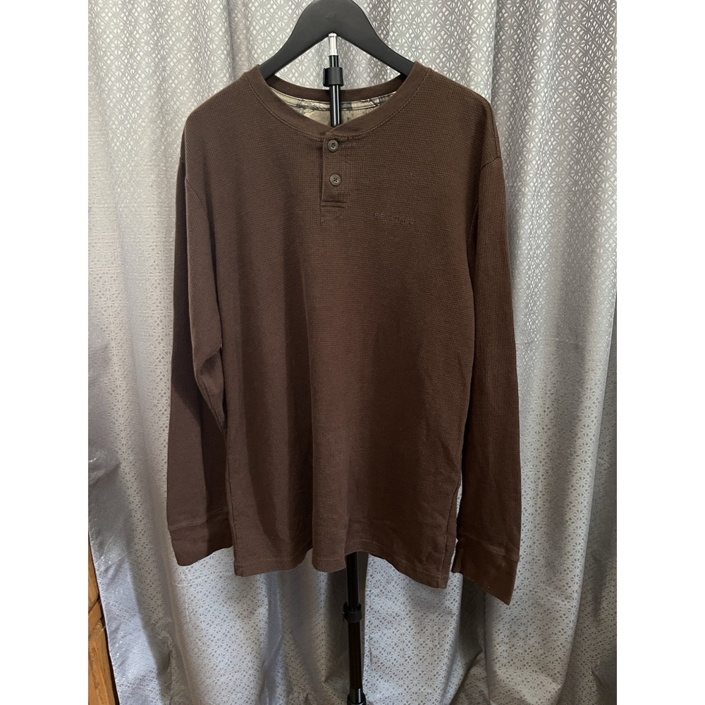 REALTREE Mens Brown L Henley Waffle Long Sleeve 42-44